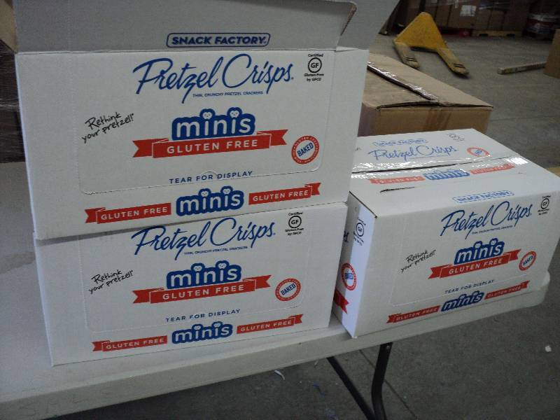 3 cases of pretzel crisps minis...