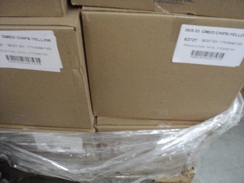 3 cases of yellow dipping chips...