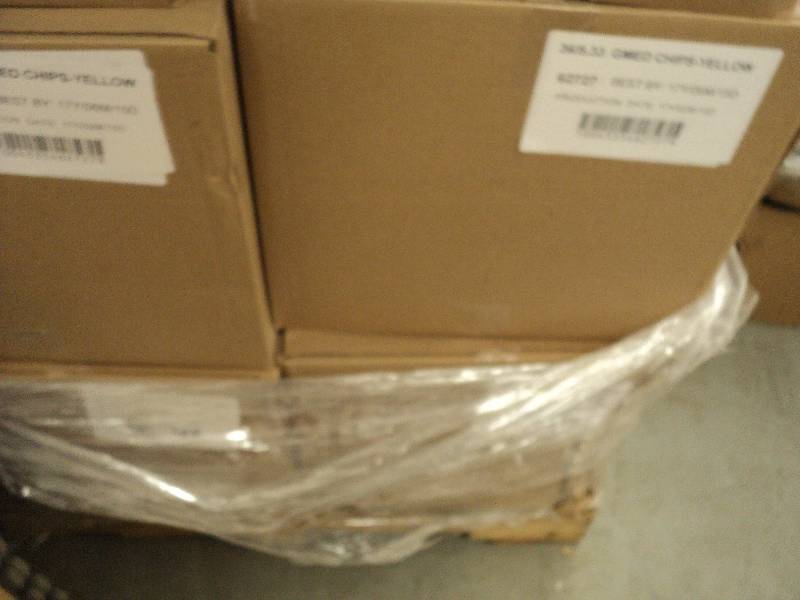 3 cases of yellow dipping chips...