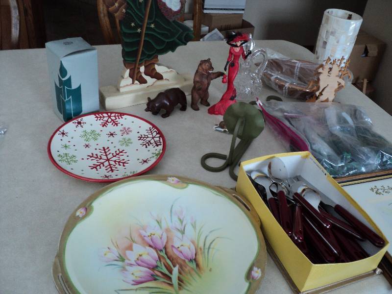 box of silverware, plates and misc...