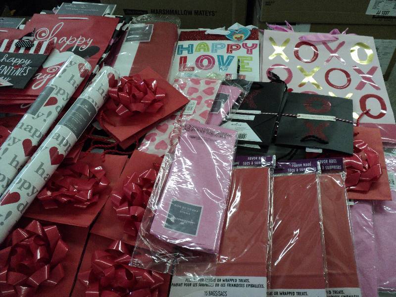 Large box of valentine bags and tis...