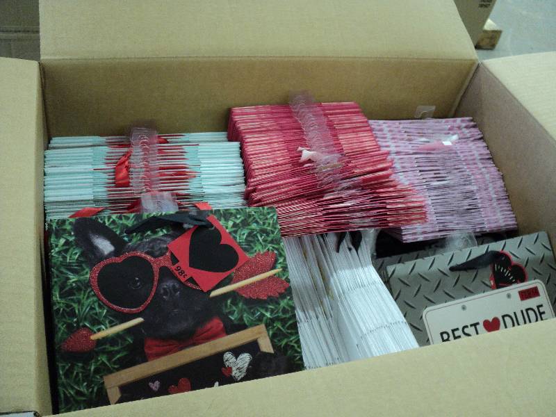 large box of Valentine bags  ...