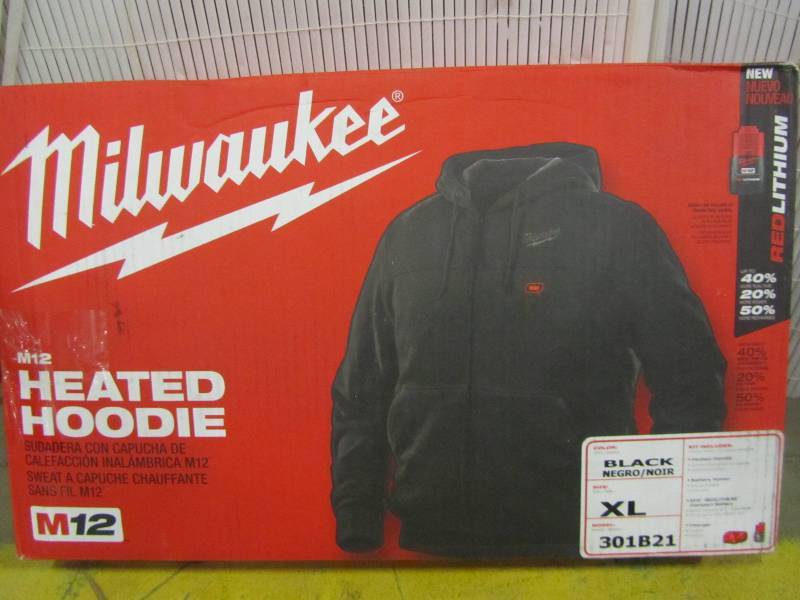 lot 19 image: Milwaukee Extra-Large M12 12-Volt Lithium-Ion Cordless Black Heated Hoodie Kit