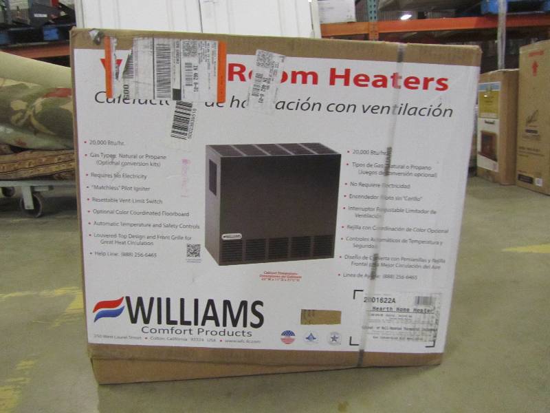 lot 45 image: Williams 20,000 BTUhr Enclosed Front Console Natural Gas Room Heater