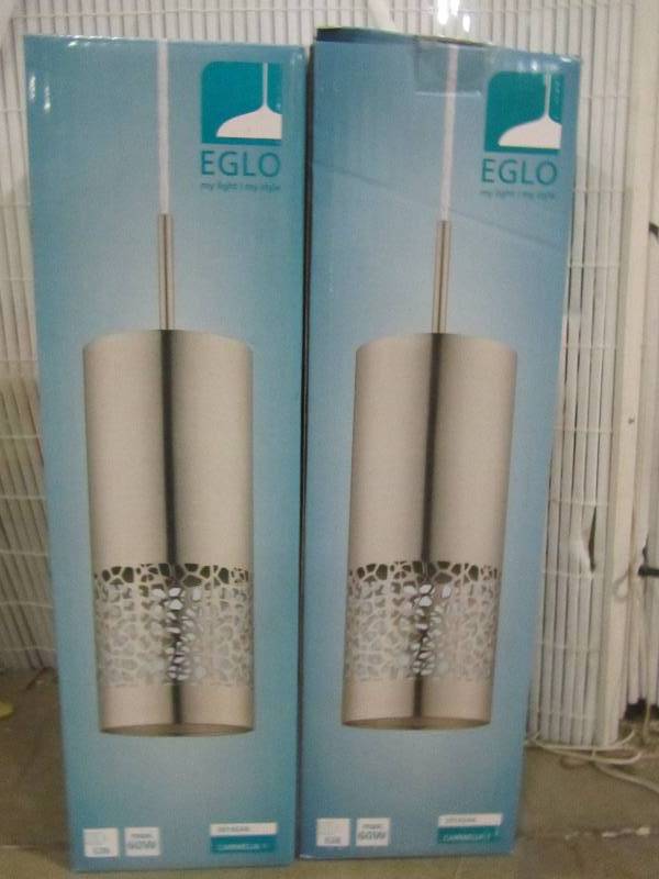 lot 60 image: Eglo Carmelia 1-Light Satin Nickel Pendant (X2)
