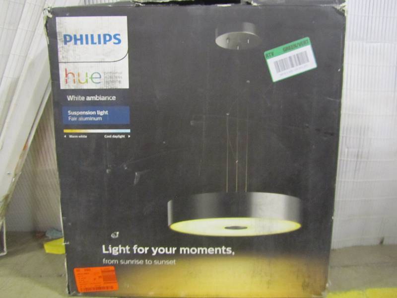 lot 65 image: Philips Hue White Ambiance Dimmable LED Smart Suspension Light (Compatible with Amazon Alexa, Apple HomeKit, and Google Assistant)