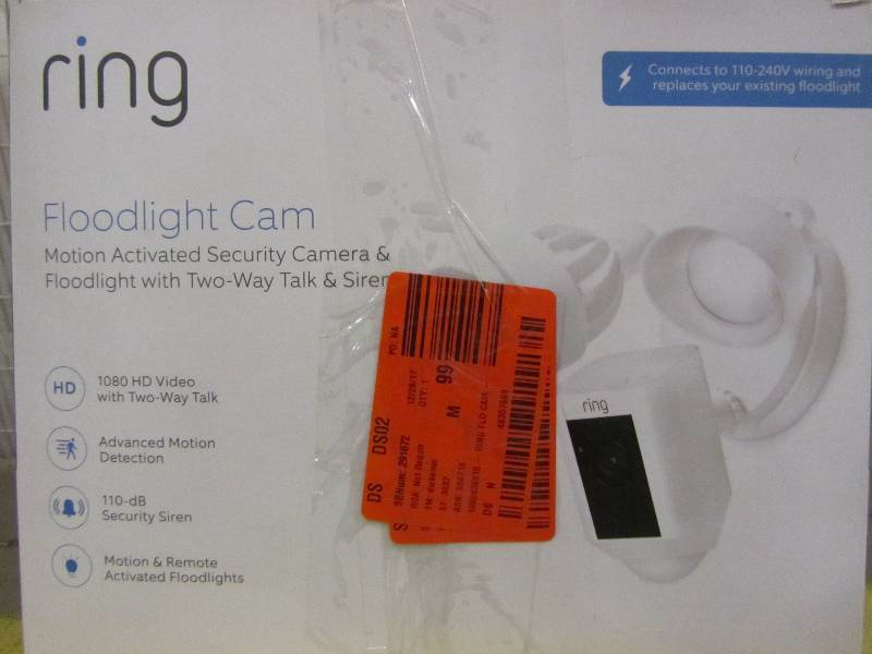 lot 68 image: Ring Outdoor Wi-Fi Cam with Motion Activated Floodlight, White