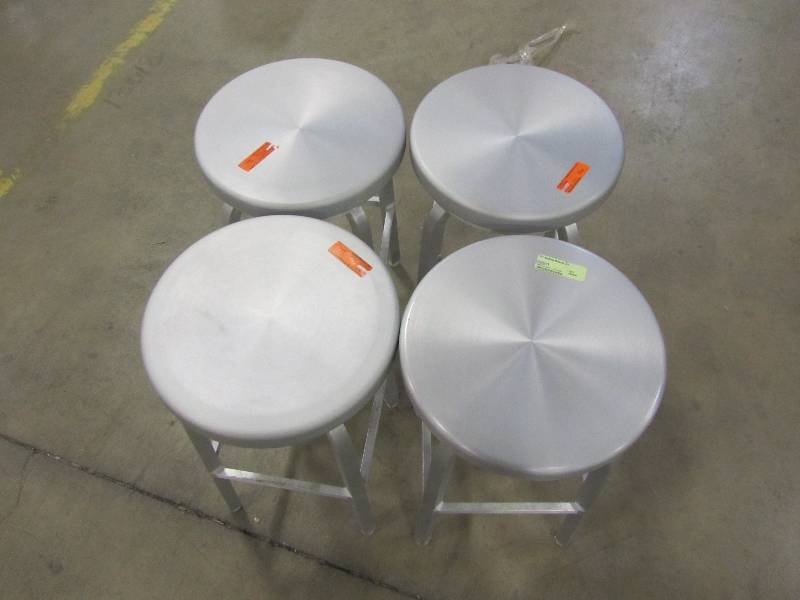 lot 83 image: Melanie Swivel Counter Stool, SWIVEL, BRUSHED ALUMINM (x4)