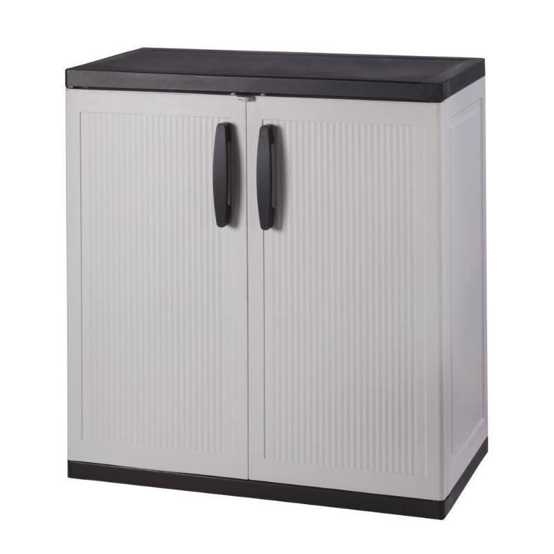 lot 73 image: HDX 36 in. H x 36 in. W x 18 in. D Plastic 2 Shelf Multi-Purpose Base Cabinet in Gray