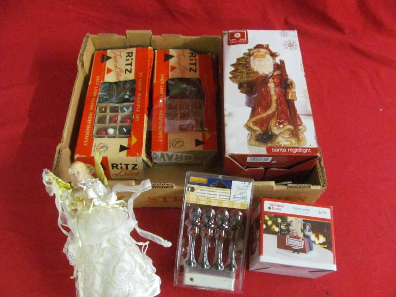 vintage holiday lights, Santa Night Light and other items