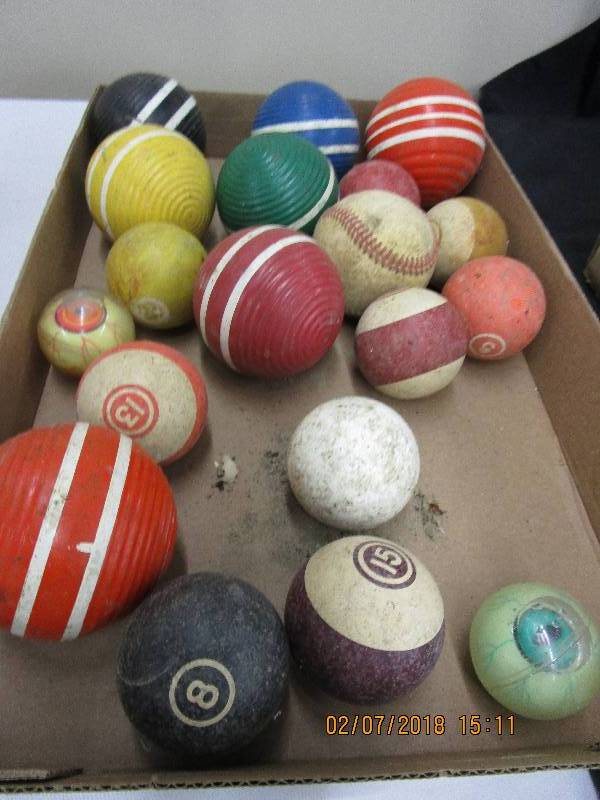 lot 6 image: Old Croquet and Pool Balls