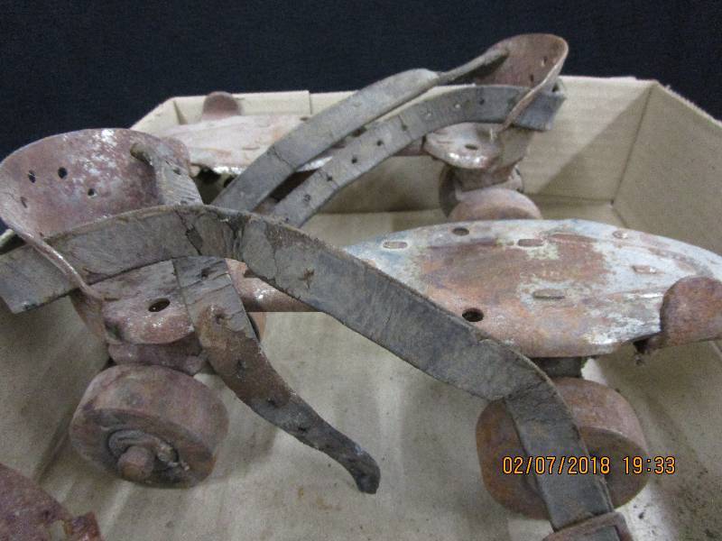 lot 31 image: Pair of Old Ice Skates and Speed Roller Skates