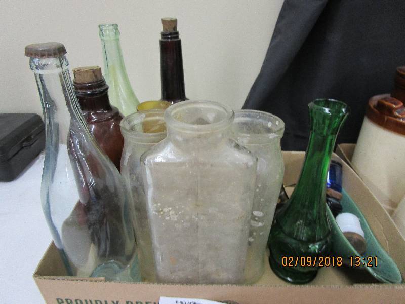 lot 73 image: Old Bottles, Vases, Ink Jars