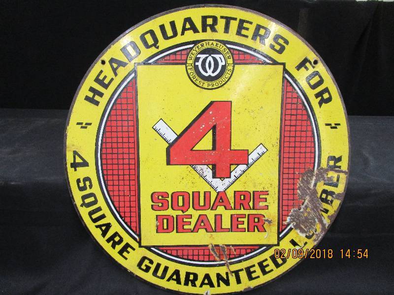 lot 104 image: Square Dealer Metal Sign