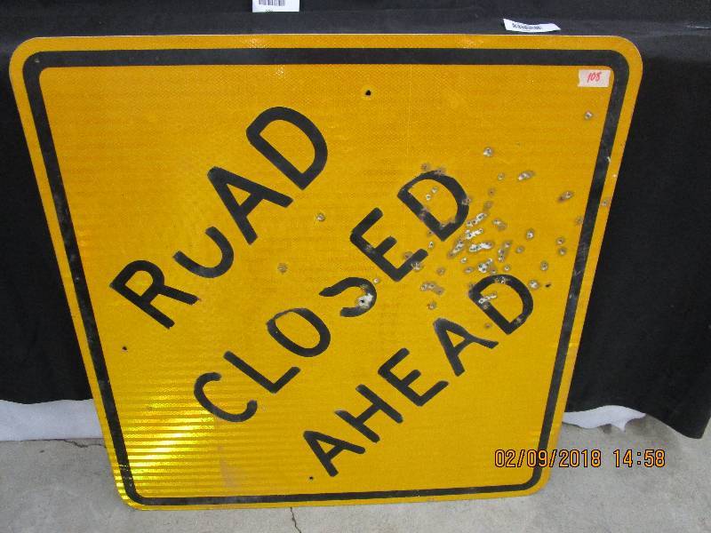 lot 108 image: Road Closed Ahead 36 X 36