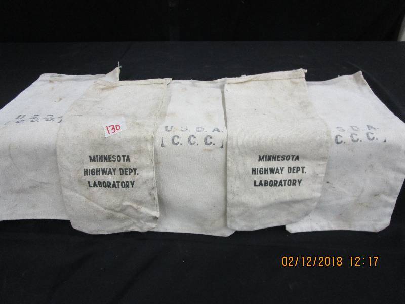 lot 130 image: 5 Bags, U.S.D.A C.C.C and Minnesota Highway Dept Laboratory