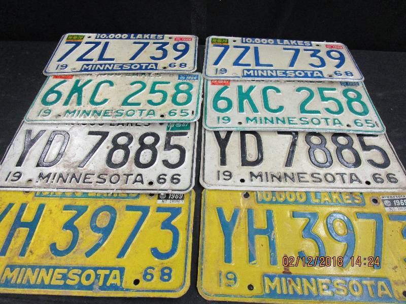 lot 143 image: Licence Plates 1960s Sets 4 Matching Sets