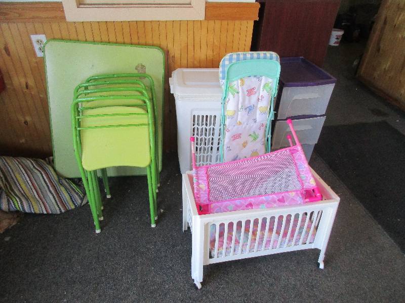 Kids table and chairs and misc
