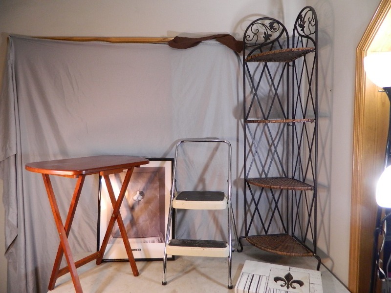lot 107 image: Nice Folding Shelf, Stool, More