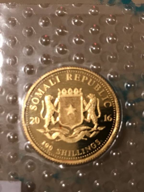 lot 3 image: 2016 Somalia 110 oz Gold African Elephant BU