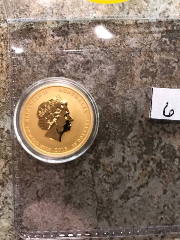 lot 6 image: 2018 110 oz Gold Australian Lunar Year of The Dog BU 24kt