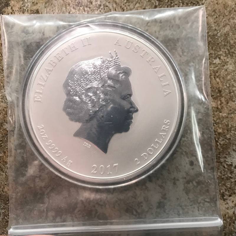 lot 11 image: 2017 2 oz Silver Australian Lunar Year of the Rooster BU
