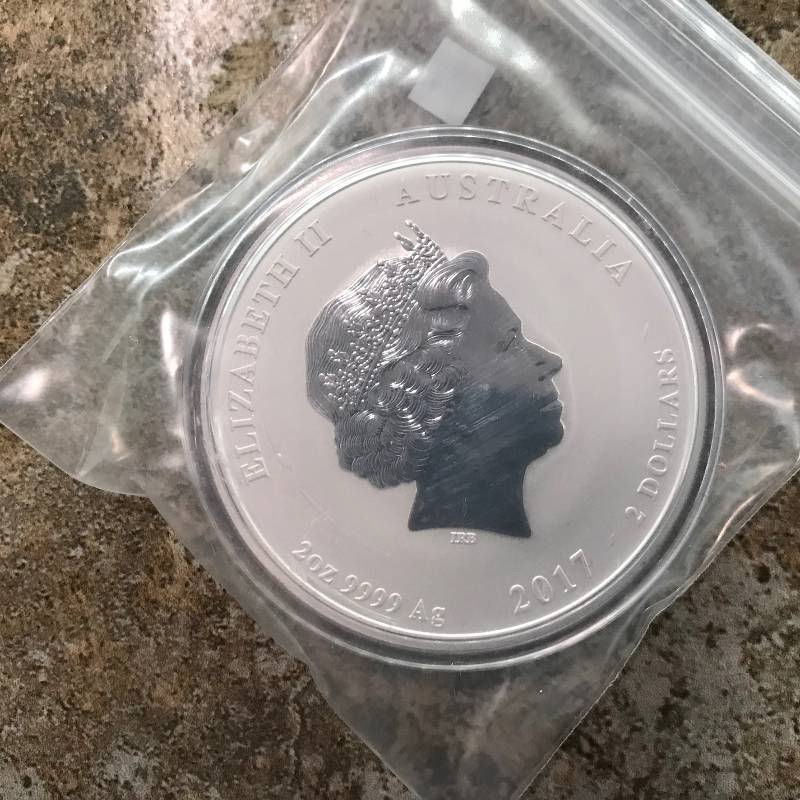 lot 12 image: 2017 2 oz Silver Australian Lunar Year of the Rooster BU