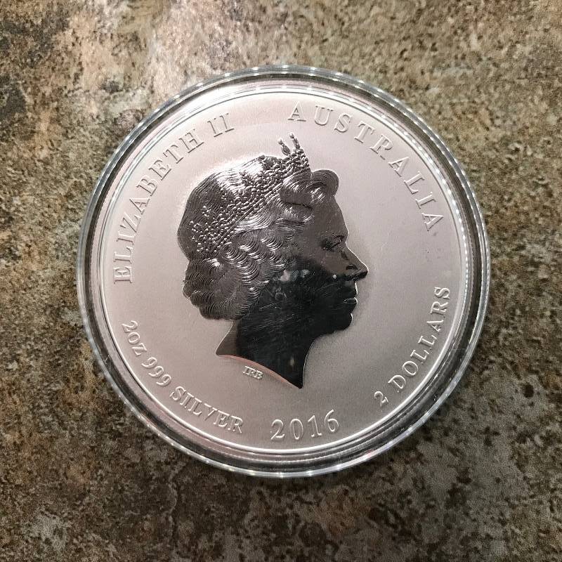 lot 13 image: 2016 2 oz Silver Australian Lunar Year of the Monkey BU