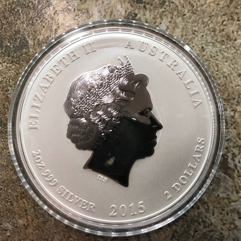 lot 15 image: 2015 2 oz Silver Australian Lunar Year of the Goat BU