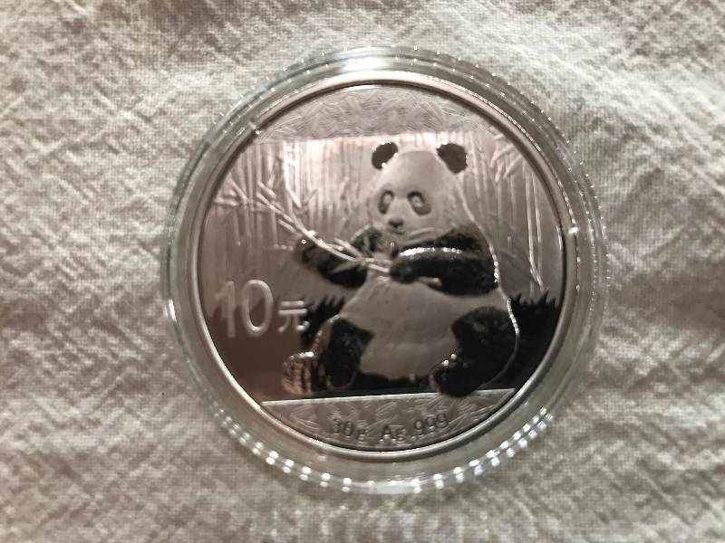 lot 65 image: 2017 China 30g AG .999 Silver Panda BU