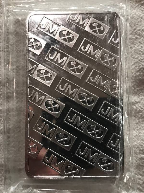 lot 86 image: JOHNSON MATTHEY SILVER BARS 10 OZ .999