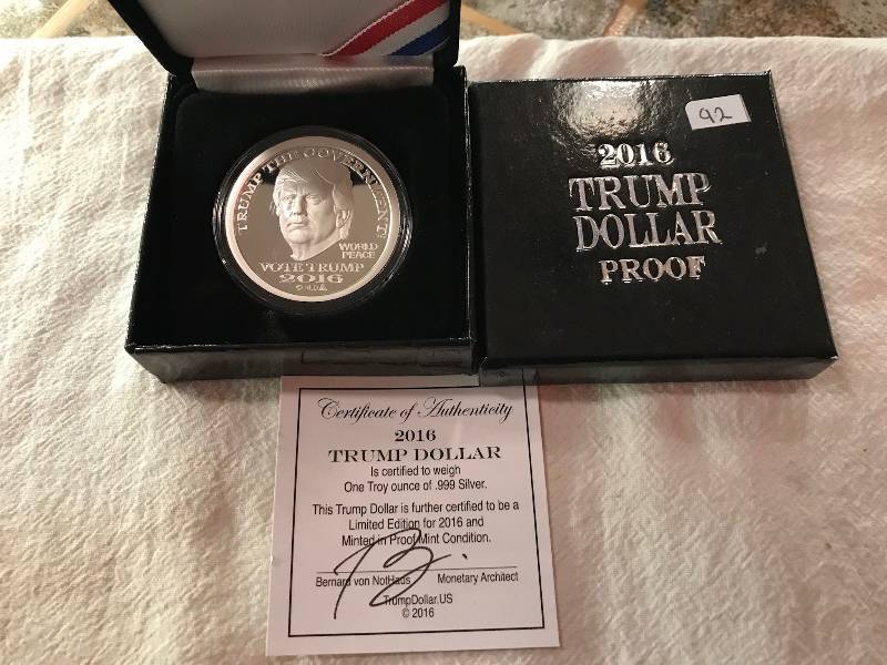 lot 92 image: 2016 Donald Trump Dollar 1oz Silver Proof - NORFED
