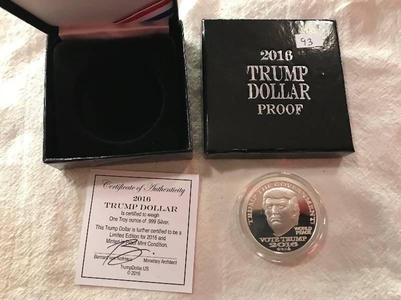 lot 93 image: 2016 Donald Trump Dollar 1oz Silver Proof - NORFED