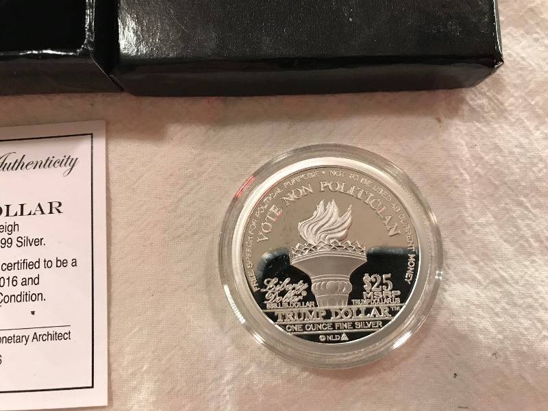 lot 95 image: 2016 Donald Trump Dollar 1oz Silver Proof - NORFED