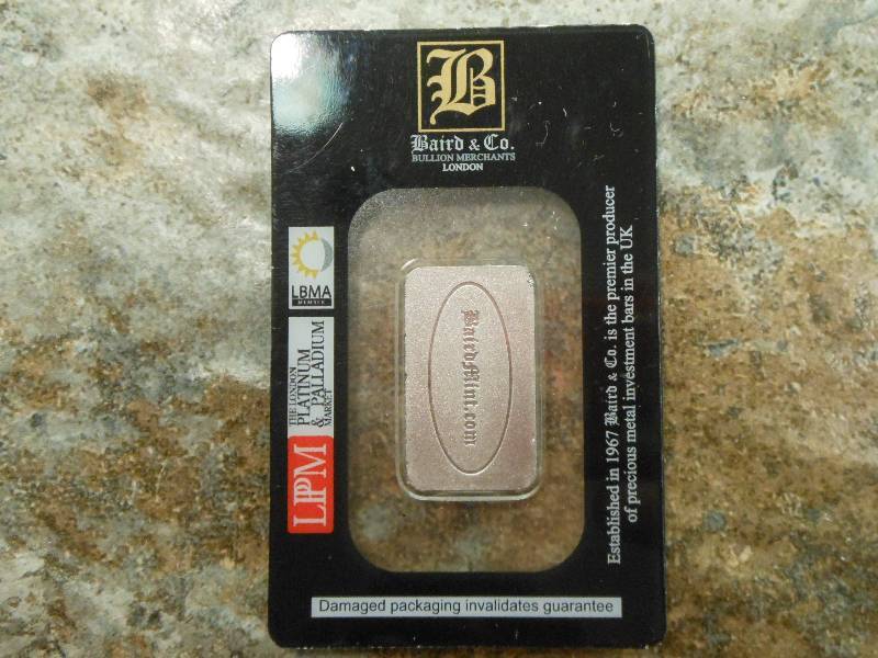 lot 177 image: BAIRD & Co. 12 oz RHODIUM .999 (100 x more rare then gold)