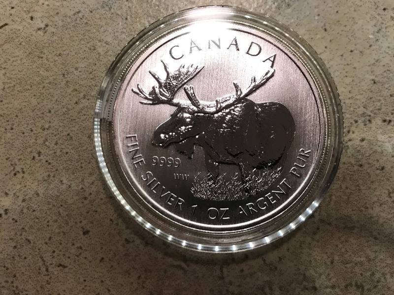 lot 201 image: 2012 Canadian Moose 1 troy oz. .9999 Silver BU