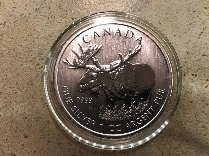lot 202 image: 2012 Canadian Moose 1 troy oz. .9999 Silver BU