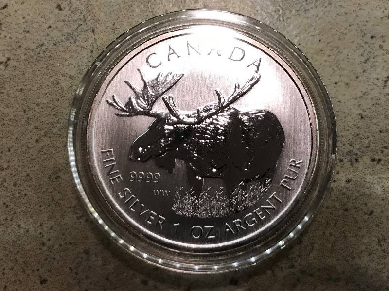 lot 206 image: 2012 Canadian Moose 1 troy oz. .9999 Silver BU