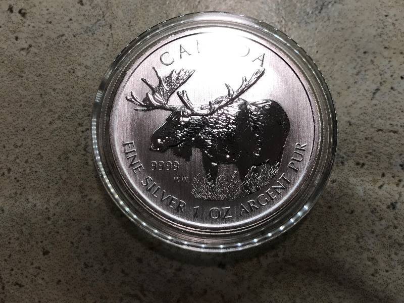 lot 208 image: 2012 Canadian Moose 1 troy oz. .9999 Silver BU