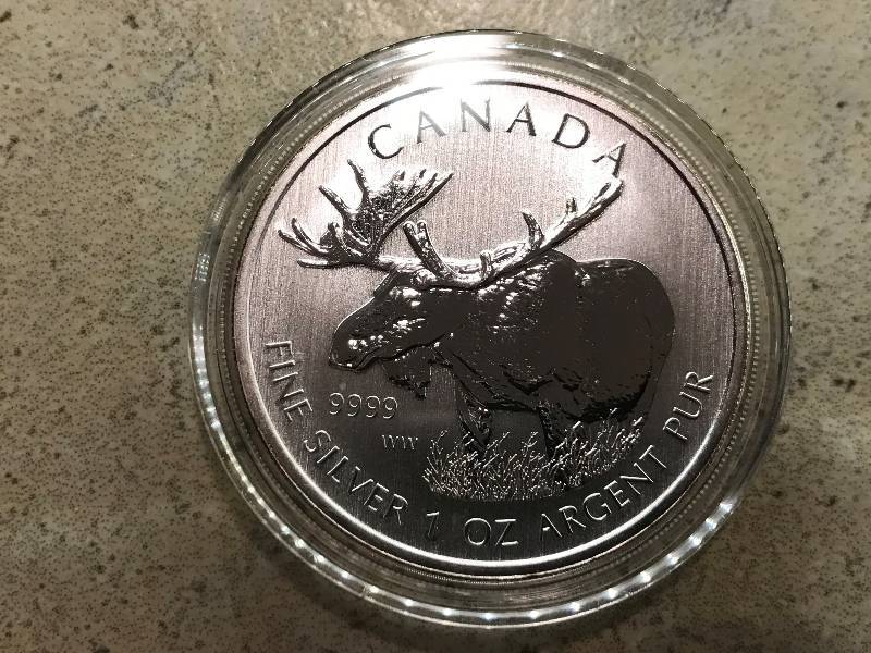 lot 210 image: 2012 Canadian Moose 1 troy oz. .9999 Silver BU
