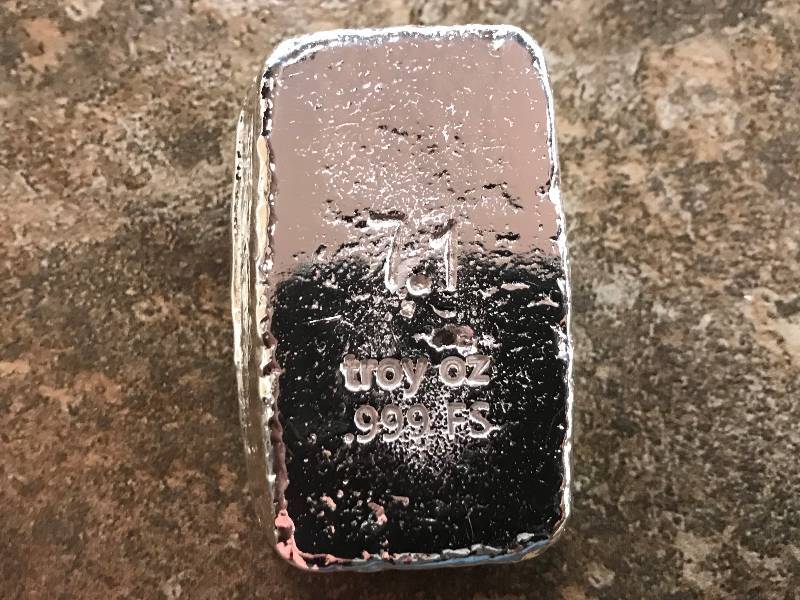 lot 216 image: Bunker Bullion Loaf 7.1 oz. Poured .999 Fine Silver