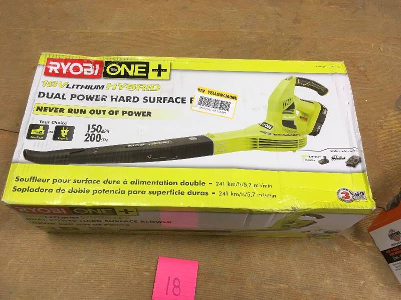Ryobi ONE  18 Volt Lithium-Ion Dual Power Hard Surface Blower open box not used