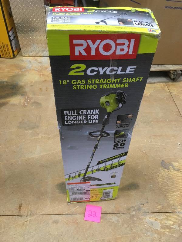 Ryobi 2 Cycle 18 in. Gas Straght Shaft String Trimmer open box not used