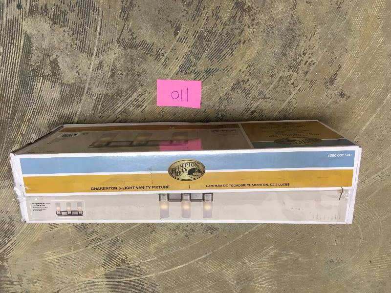 Hampton Bay Charenton 3-Light  Brushed Nickel Wall Vanity Fixture New