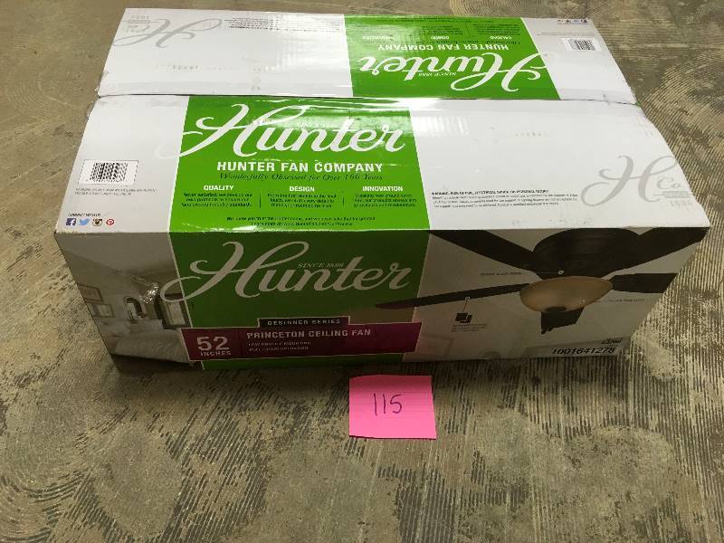 Hunter Princeton 52 ni. Indoor LowProfile Basque Black Ceiling Fan New