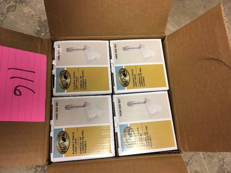 Hampton Bay Silver Flex Track Lighting Fixture with Frosted Glass Shade 4 pack New
