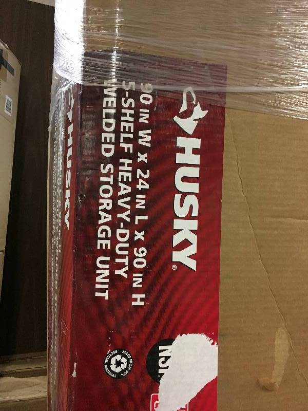 Husky 90 in. W x 24 in. L x 90 in. H 5-Shelf Heavy Duty Welded Storage Unit open box not used
