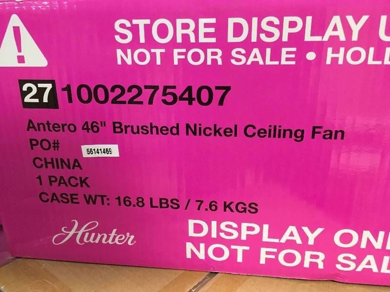 Hunter Antero 46 in. Brushed Nickel Ceiling Fan open box not used