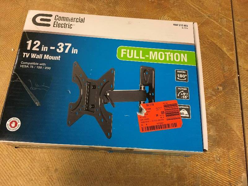 Commercial Electric Full-Motion TV Wall Mount 12in. -37 in open box not used