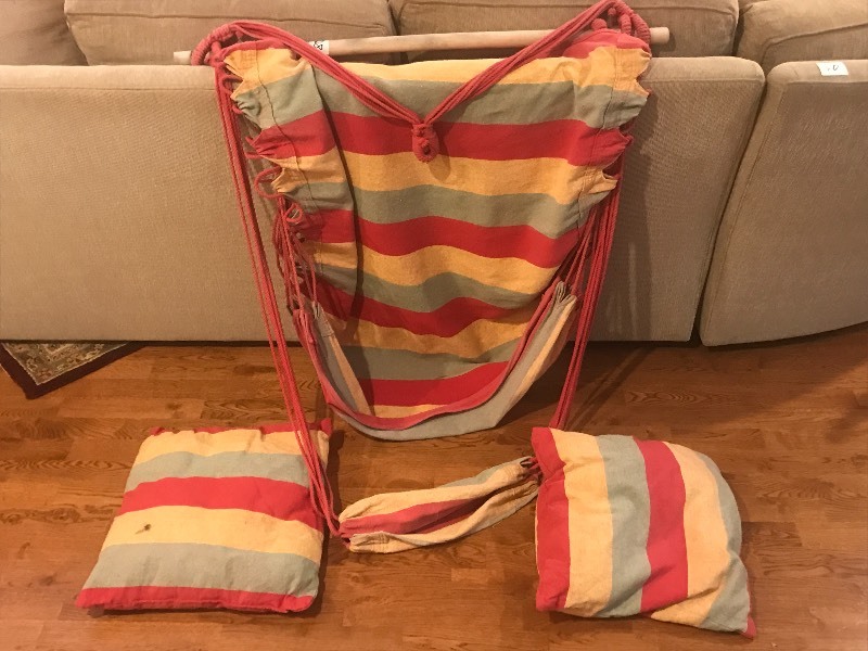 lot 28 image: Outdoor Hammock Chair With (2) Matc...